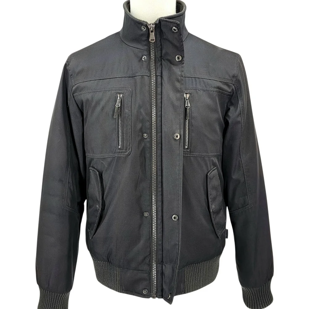 Calvin Klein Bomber Jacket Mens Small Black Water Resistant Windbreaker Ripstop - Picture 6 of 16
